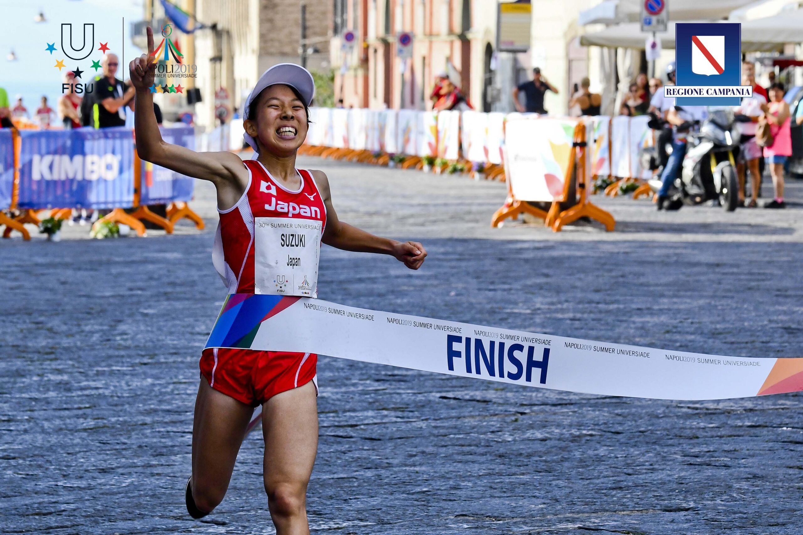 Tripletta tutta del Giappone nella mezza maratona donne dell'Universiade Napoli 2019 . Al traguardo in piazza del Plebiscito dono arrivate, nell'ordine, Suzuki, Tagawa e Kaseda 13 luglio 2019
ANSA / CIRO FUSCO